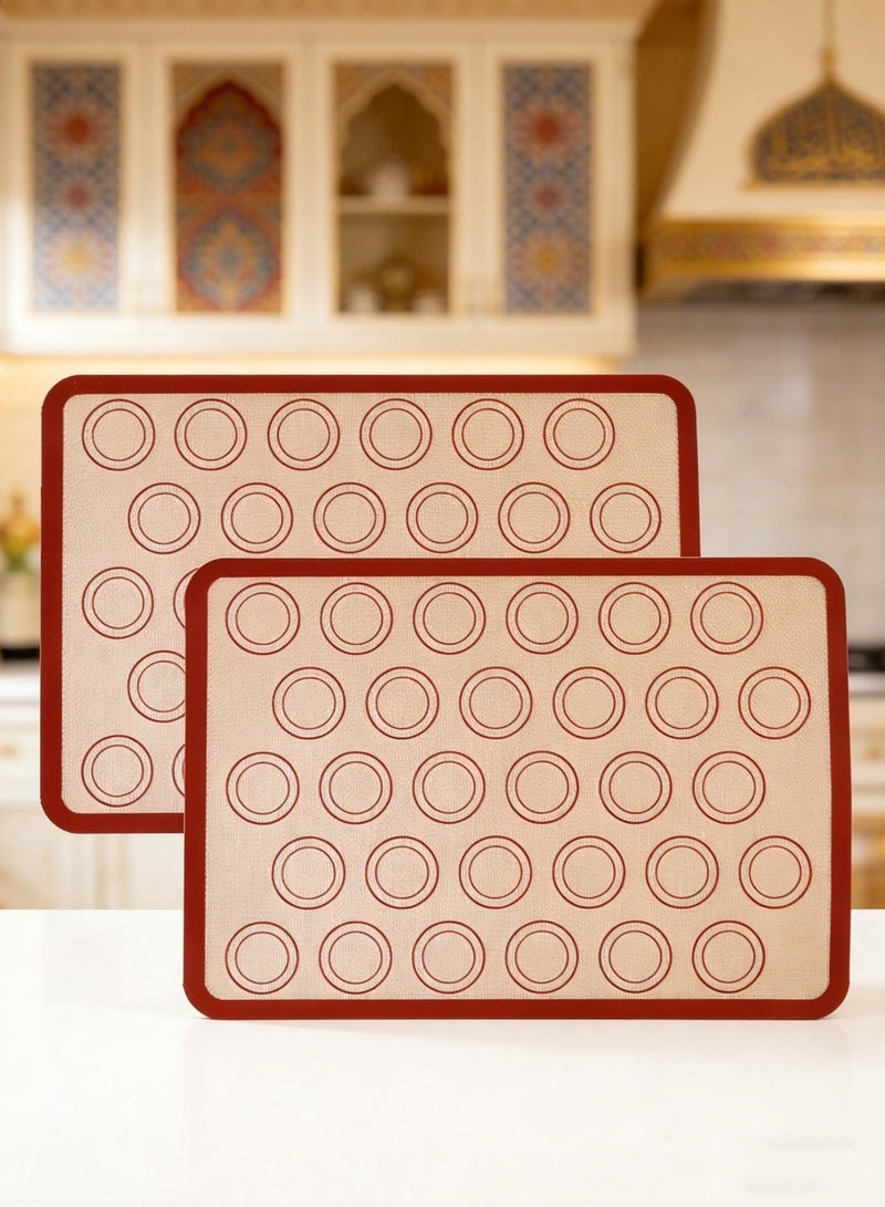 صحة هوم ٢ قطعة حصائر خبز من السيليكون - قابلة لإعادة الاستخدام، مقاومة للحرارة، حصائر ماكرون، غير لاصقة، للفرن وسهلة التنظيف للخبز الكيك والبسكويت - Image 1